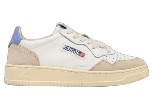 Autry Medalist Leather Low White Della Robbia Blue (Women's)