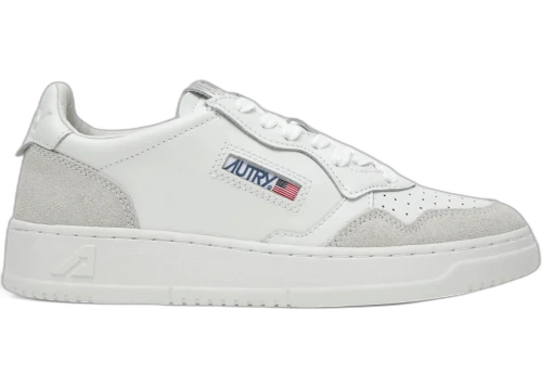 Autry Medalist Leather Low White Leather and Suede (Women's)