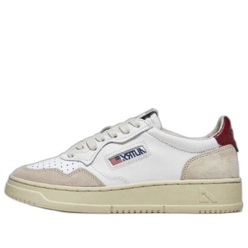 AUTRY Medalist Low Leather and Suede 'White Beige Red' (Women's)