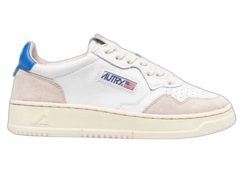 Autry Medalist Leather Low White Beige Blue (Women's)