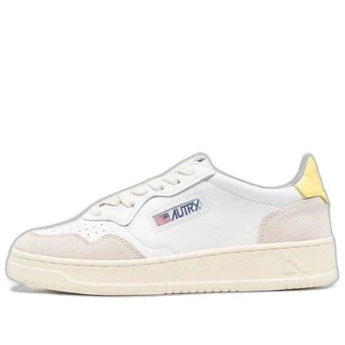 AUTRY Medalist Low Leather and Suede 'White Beige Yellow' (Women's)