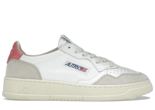 Autry Medalist Leather Low White Tearose Beige (Women's)