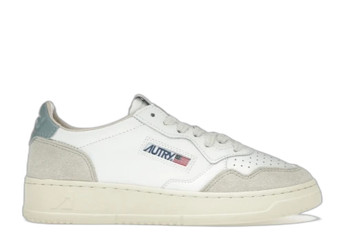 Autry Medalist Leather Low White Silver Blue Beige (Women's)