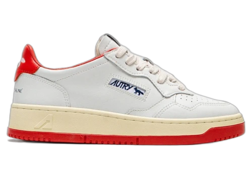 Autry Medalist Leather Low Maison Kitsuné White Red (Women's)