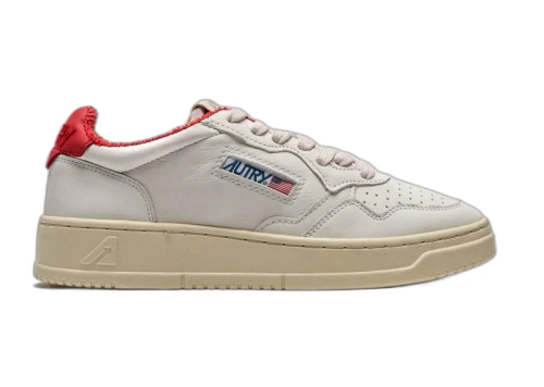 Autry Medalist Leather Low Sport White Red (Women's)