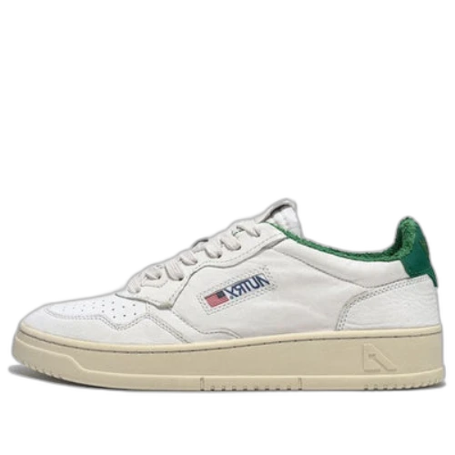 AUTRY Medalist Low Leather and Suede 'White Green and Embroidered Logo' (Women's)