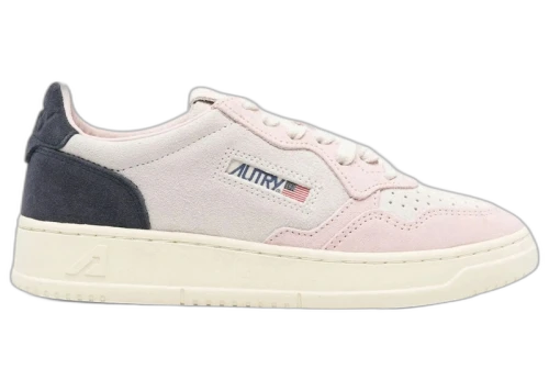 Autry Medalist Low Beige Navy Pink Suede (Women's)