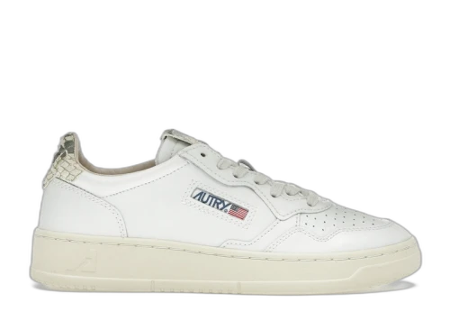 Autry Medalist Leather Low White Snake Diamond Print (Women's)