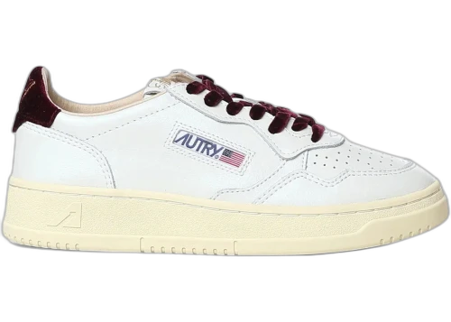 Autry Medalist Leather Low White Velvet Fig (Women's)