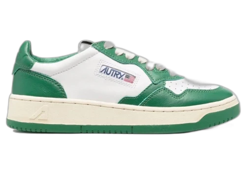Autry Medalist Leather Low White Green (Women's)