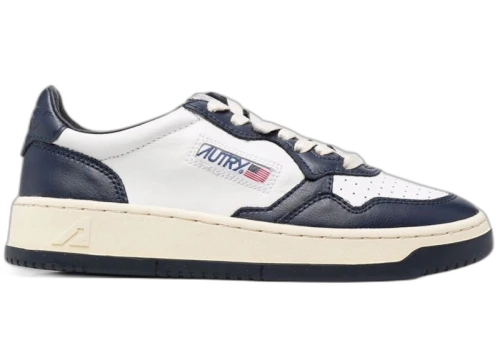 Autry Medalist Leather Low White Navy (Women's)
