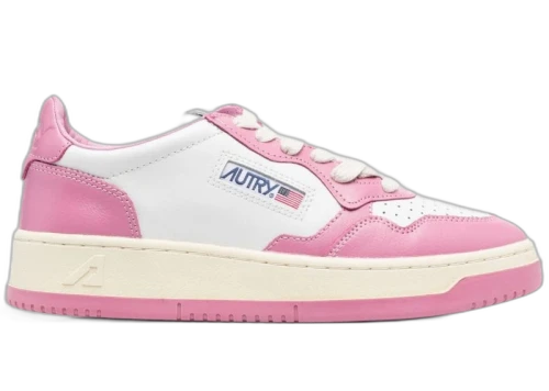 Autry Medalist Leather Low White Mauve (Women's)