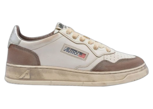Autry Medalist Low Super Vintage White Burned