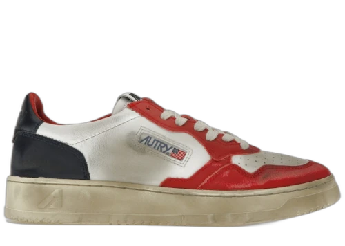 Autry Medalist Leather Low Super Vintage White Blue Red