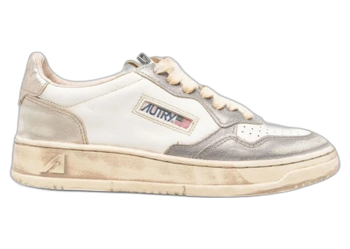 Autry Medalist Low Super Vintage White Old Silver Platinum (Women's)