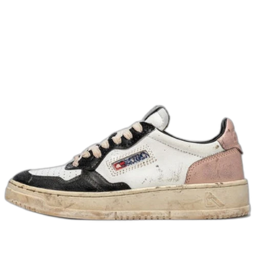 Autry Medalist Super Vintage Leather Low Sneakers 'White Black Pink' (Women's)