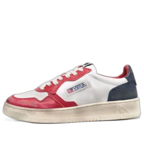 Autry Medalist Super Vintage Leather Low Sneakers 'White Black Red' (Women's)