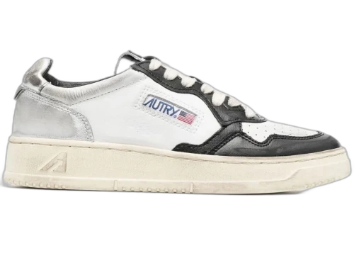 Autry Medalist Super Vintage Leather Low White Black Silver (Women's)