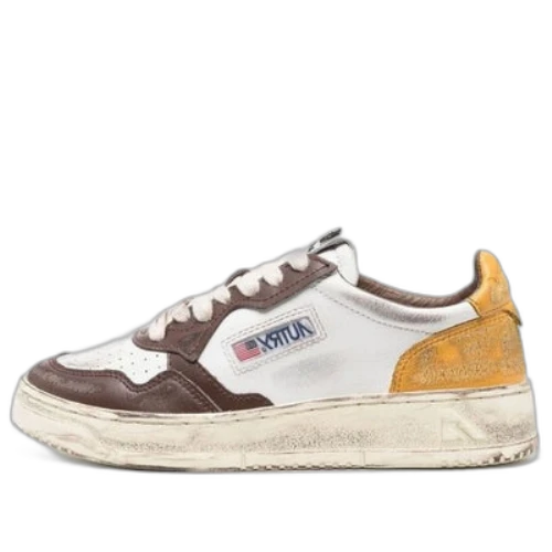 Autry Medalist Low Super Vintage Sneakers 'White Brown Yellow' (Women's)
