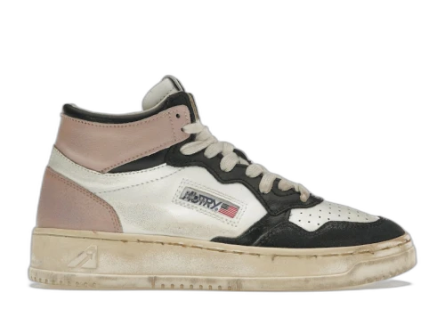 Autry Medalist Leather Mid Super Vintage White Pink Black (Women's)