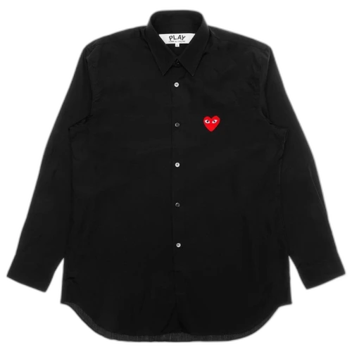 Comme des Garcons Play Red Emblem Button Up Shirt Black
