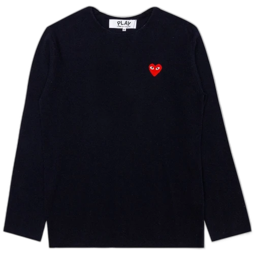 Comme des Garcons Play Red Heart Crewneck Sweater Navy