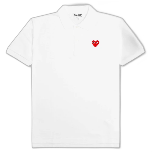 Comme des Garcons Play Red Emblem Polo White