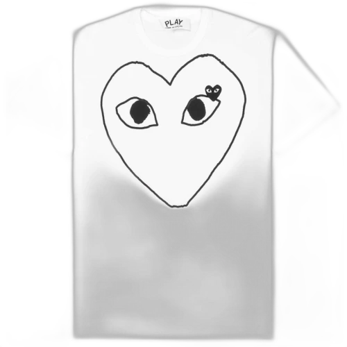 Comme des Garcons Play Black Emblem Outline T-shirt White