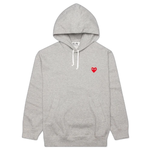 Comme des Garcons Play Red Heart Hoodie Grey