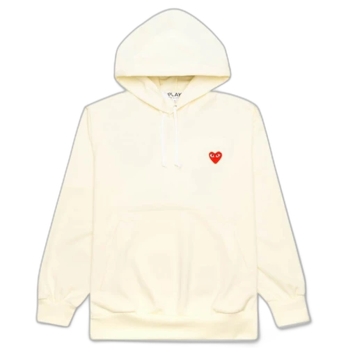 Comme des Garcons Play Red Heart Hoodie Ivory