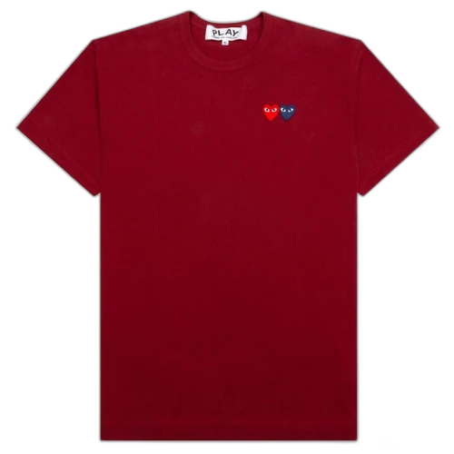 Comme des Garcons Play Double Hearts T-shirt Maroon