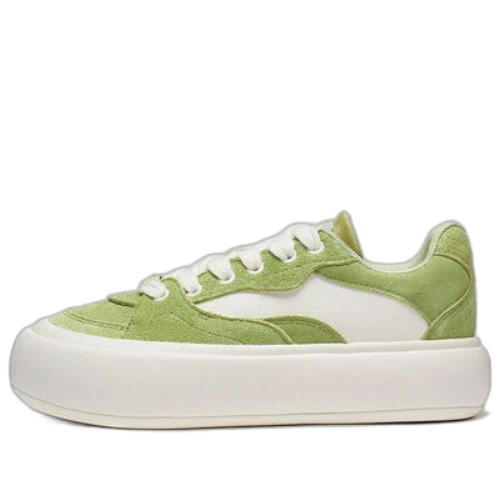 Li-Ning Platform Skate Shoes 'Green White' (Women's)