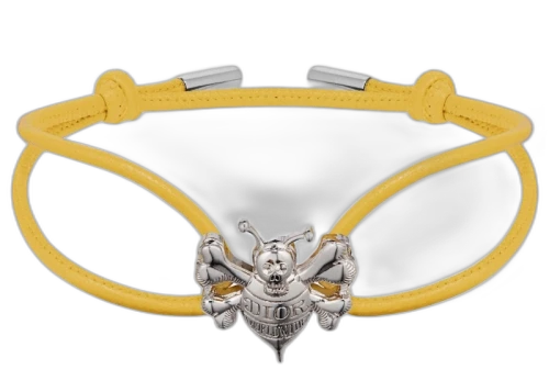 Dior And Shawn Cord Bracelet Yellow Calfskin