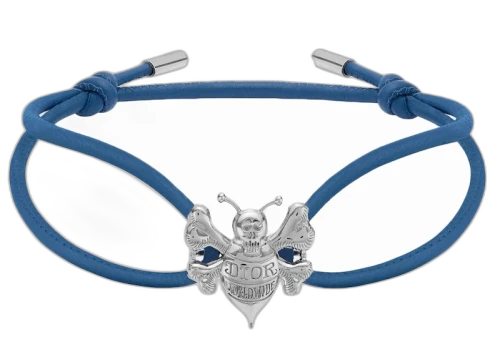 Dior And Shawn Cord Bracelet Blue Calfskin