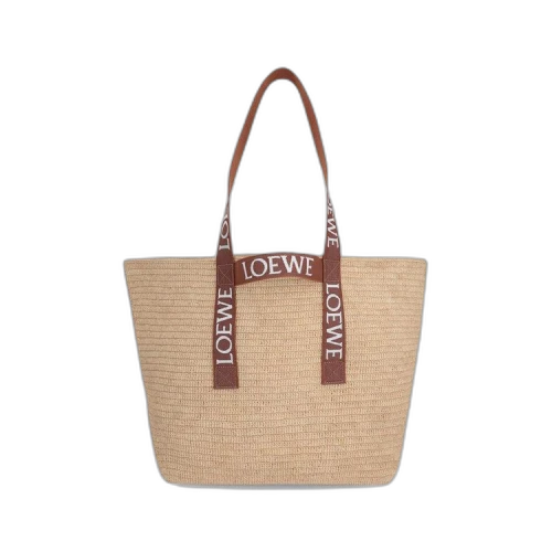 LOEWE Fold Shopper In Raffia Natural/Tan