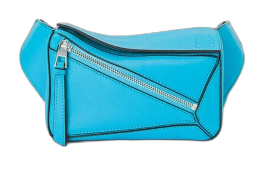 LOEWE Puzzle Bum Bag in Classic Calfskin Mini Cyan