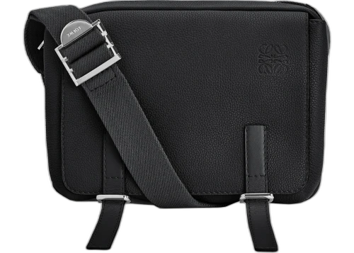 LOEWE Military Messenger Bag in Soft Grained Calfskin XS Black