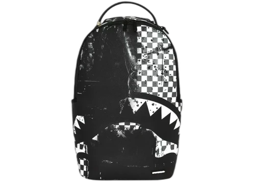 Sprayground Painted Over Check Backpack Black/White