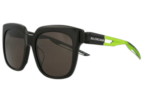 Balenciaga Square-Frame Acetate Sunglasses Black/Green/Grey (BB0025SA-30007768-004)