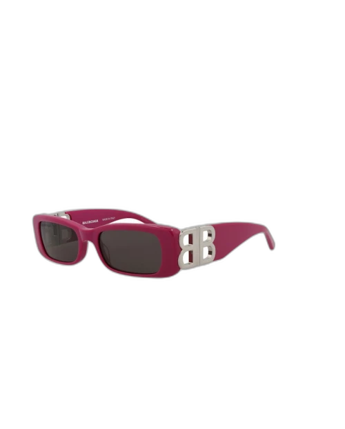 Balenciaga Square Rectangle Sunglasses Fuchsia/Silver/Grey (BB0096S-30008871-016)