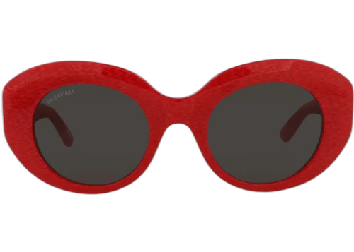 Balenciaga Round-Frame Acetate Sunglasses Red/Red/Grey (BB0235S-30013502-003)