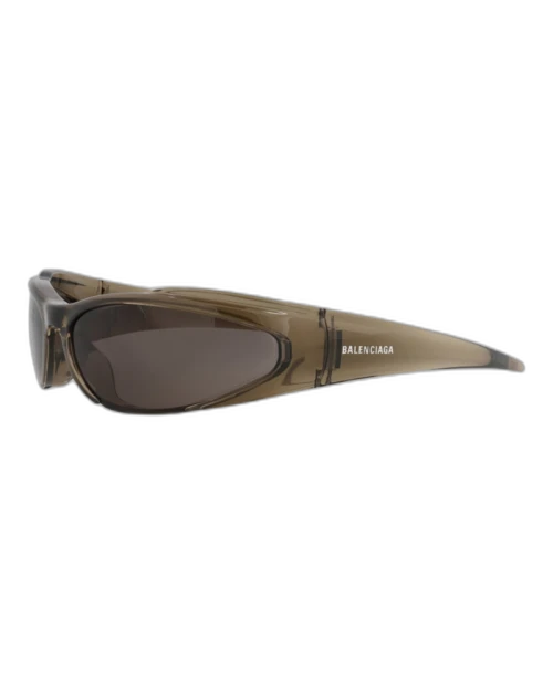 Balenciaga Shield Wrap Sunglasses Brown/Brown/Grey (BB0253S-30013966-002)