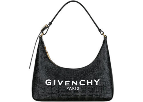 Givenchy Moon Cut Out Shoulder Bag Small 4G Embossed Givenchy Paris Print Black/White