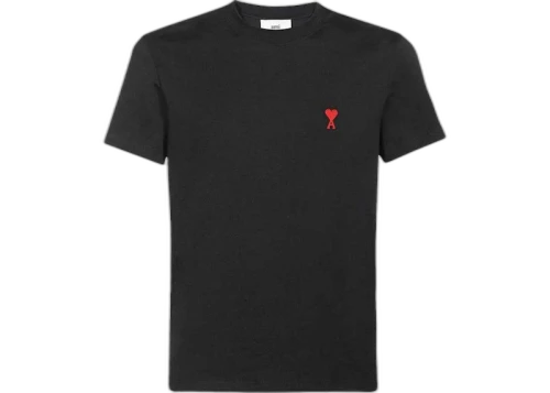 Ami Paris Small Red Ami De Coeur T-shirt Black