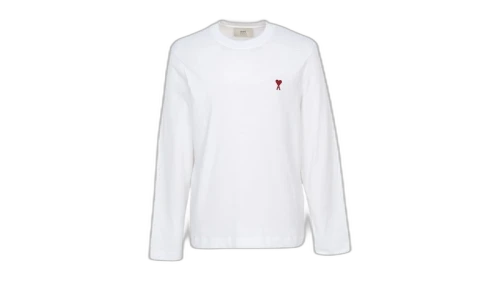 Ami Paris Heart Logo L/S T-Shirt White