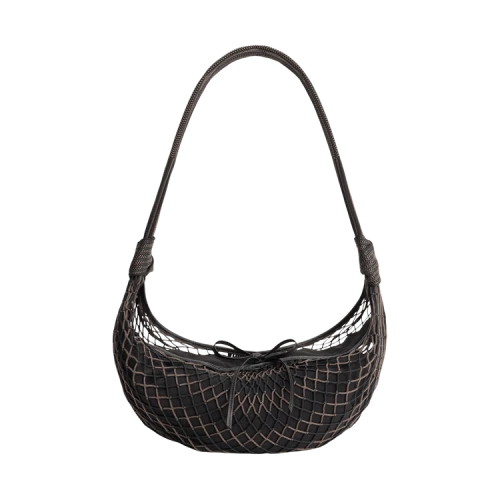 Lemaire Croissant Filt Bag 'Chevron Marron Glacé/Black'