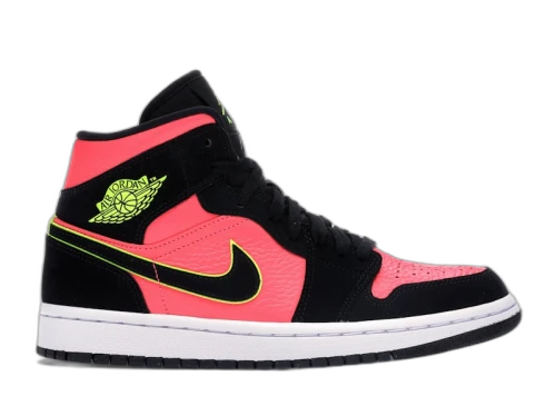 Jordan 1 Mid Black Hot Punch (Women's)