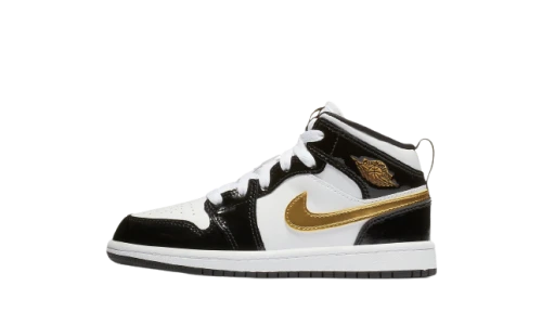 Jordan 1 Mid Patent Black White Gold (PS)
