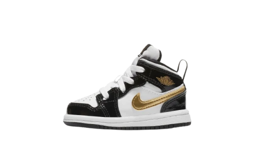 Jordan 1 Mid Patent Black White Gold (TD)