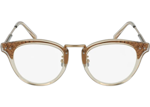 Bottega Veneta Round-Frame Acetate Sunglasses Nude/Gold/Transparent (BV0144O-30001689-004)